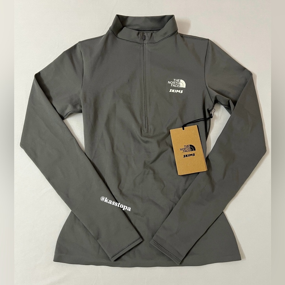 SKIMS x The North Face Olive Green Long Sleeve Half-Zip Top